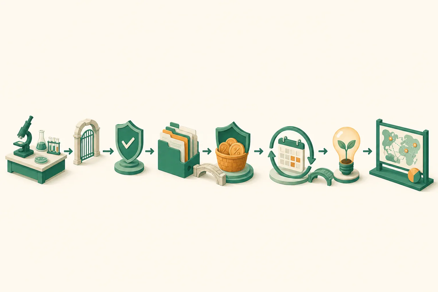 벤처, 이노비즈, 메인비즈 중 우리 회사가 먼저 볼 인증은 무엇인가 상위 글과 E사 전용 상담자료 구간을 글자 없이 표현한 A안 물리 은유 일러스트